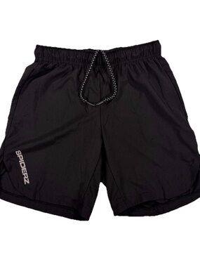 Spiderz Mens Medium Athletic Shorts Black Perforated Running Workout Gym Pockets